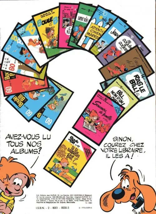 Verso de l'album Boule & Bill Tome 1 60 gags de Boule et Bill