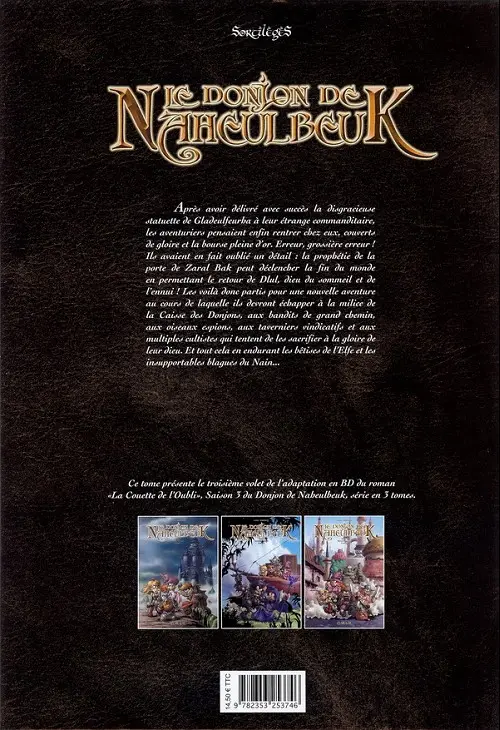 Verso de l'album Le Donjon de Naheulbeuk Tome 9 Troisième saison, partie 3