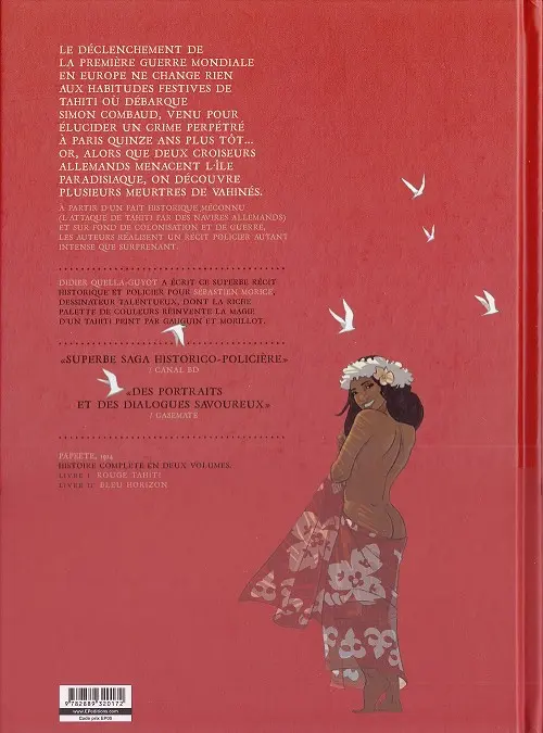Verso de l'album Papeete, 1914 Tome 1 Rouge Tahiti