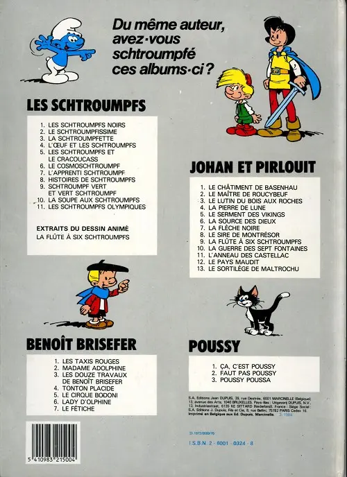 Verso de l'album Les Schtroumpfs Tome 9 Schtroumpf vert et vert schtroumpf