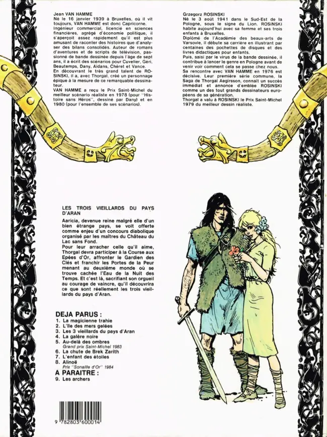 Verso de l'album Thorgal Tome 3 Les trois vieillards du pays d'Aran