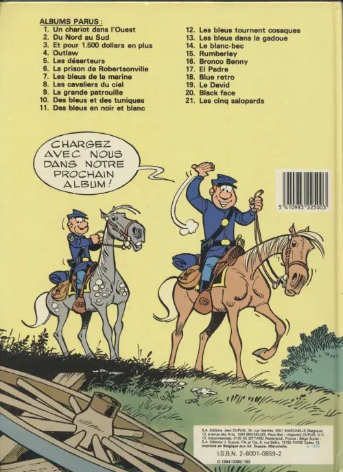 Verso de l'album Les Tuniques Bleues Tome 2 Du nord au sud
