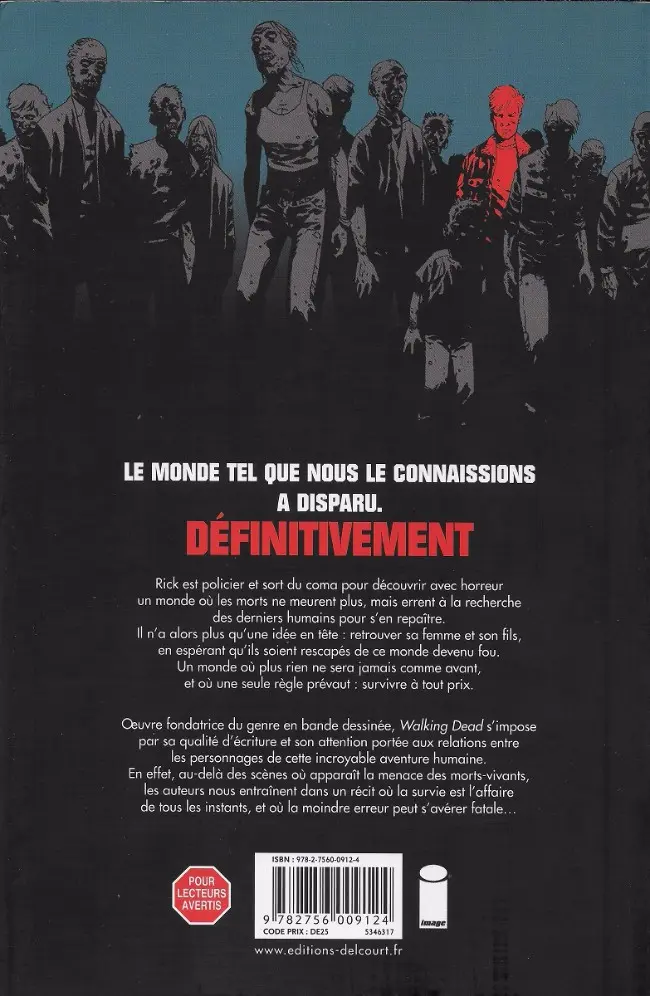 Verso de l'album Walking Dead Tome 1 Passé décomposé