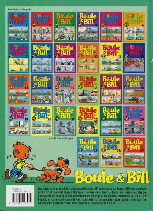 Verso de l'album Boule & Bill Tome 21
