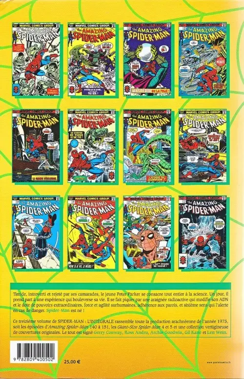 Verso de l'album Spider-Man - L'Intégrale Tome 13 1975