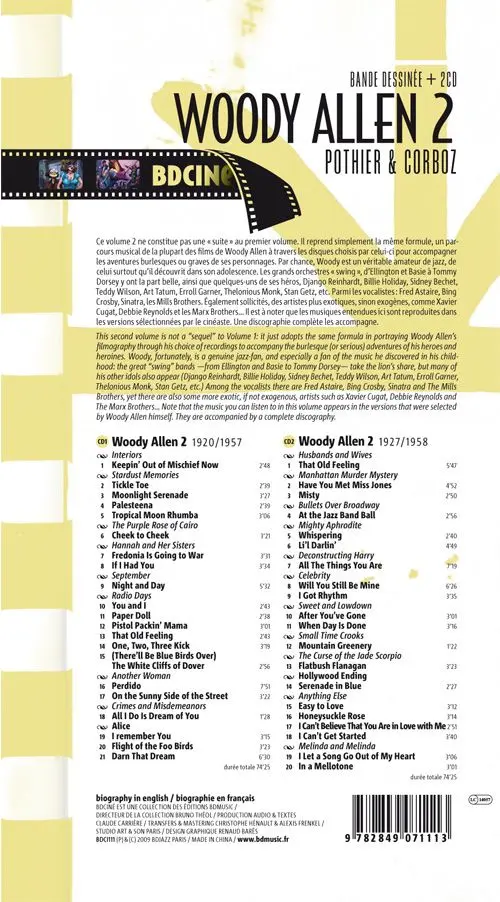 Verso de l'album BD Ciné Tome 11 Woody Allen 2