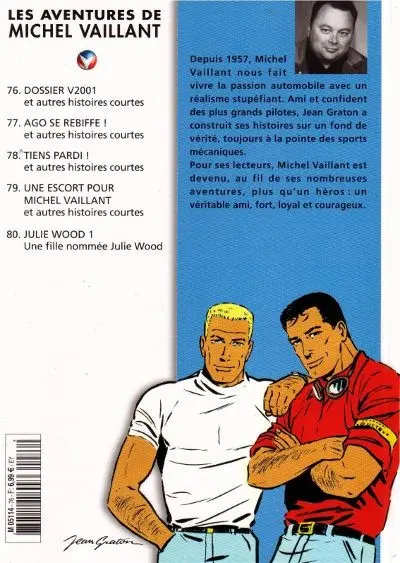 Verso de l'album Michel Vaillant La Collection Tome 76 Dossier V2001 et autres histoires courtes