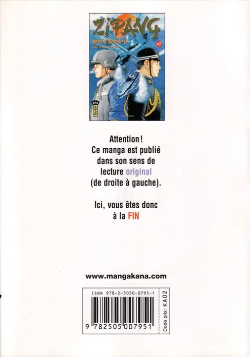 Verso de l'album Zipang 27