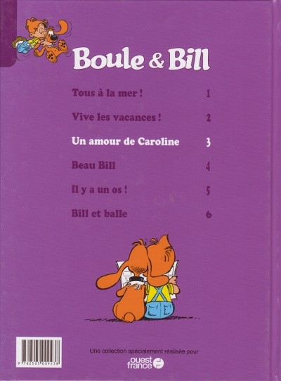 Verso de l'album Boule et Bill Ouest France Tome 3 Un amour de Caroline