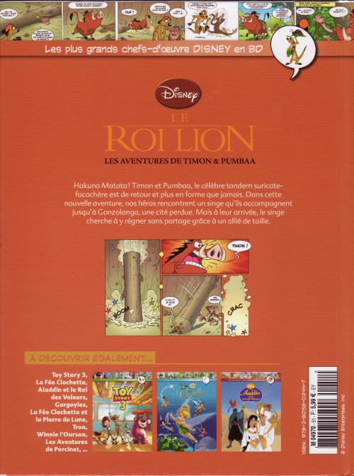 Verso de l'album Les plus grands chefs-d'œuvre Disney en BD Tome 51 Le Roi Lion - Les aventures de Timon & Pumbaa