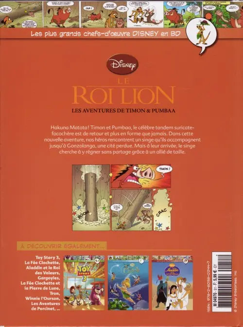 Verso de l'album Les plus grands chefs-d'œuvre Disney en BD Tome 51 Le Roi Lion - Les aventures de Timon & Pumbaa