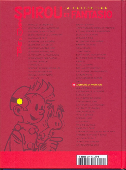 Verso de l'album Spirou et Fantasio La collection Tome 36 Aventure en Australie