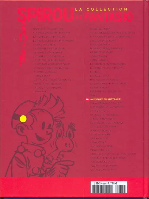 Verso de l'album Spirou et Fantasio La collection Tome 36 Aventure en Australie