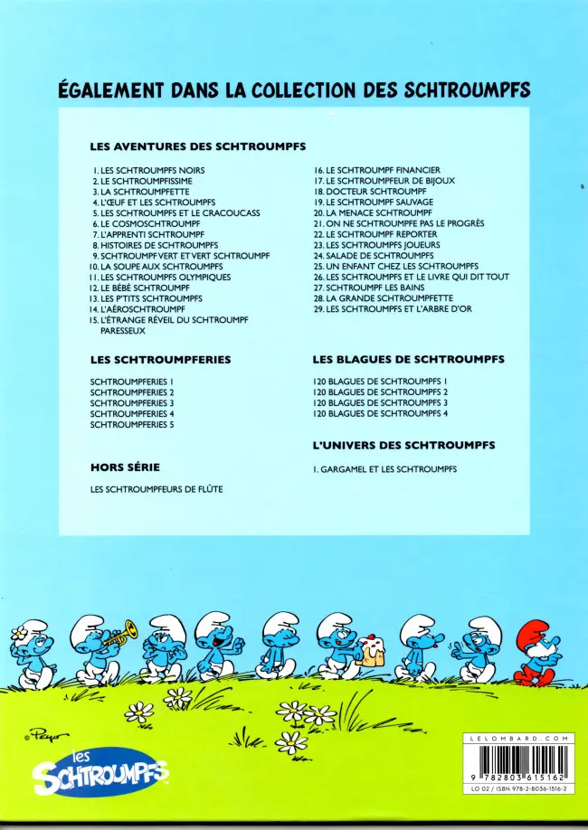 Verso de l'album Les Schtroumpfs Tome 20 La menace Schtroumpf
