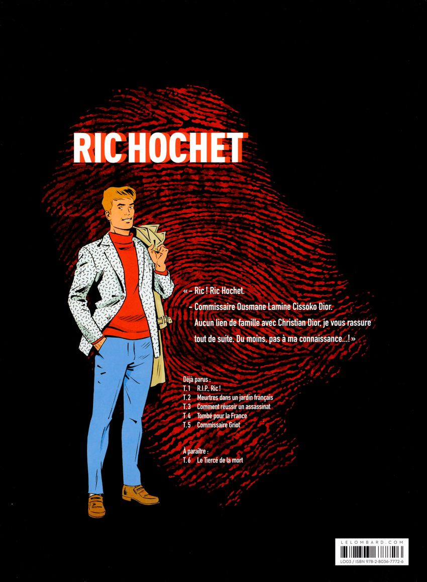 Verso de l'album Les nouvelles enquêtes de Ric Hochet Tome 5 Commissaire Griot