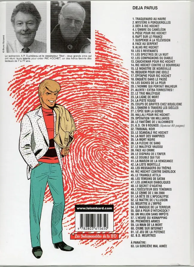 Verso de l'album Ric Hochet Tome 56 Un million sans impôts