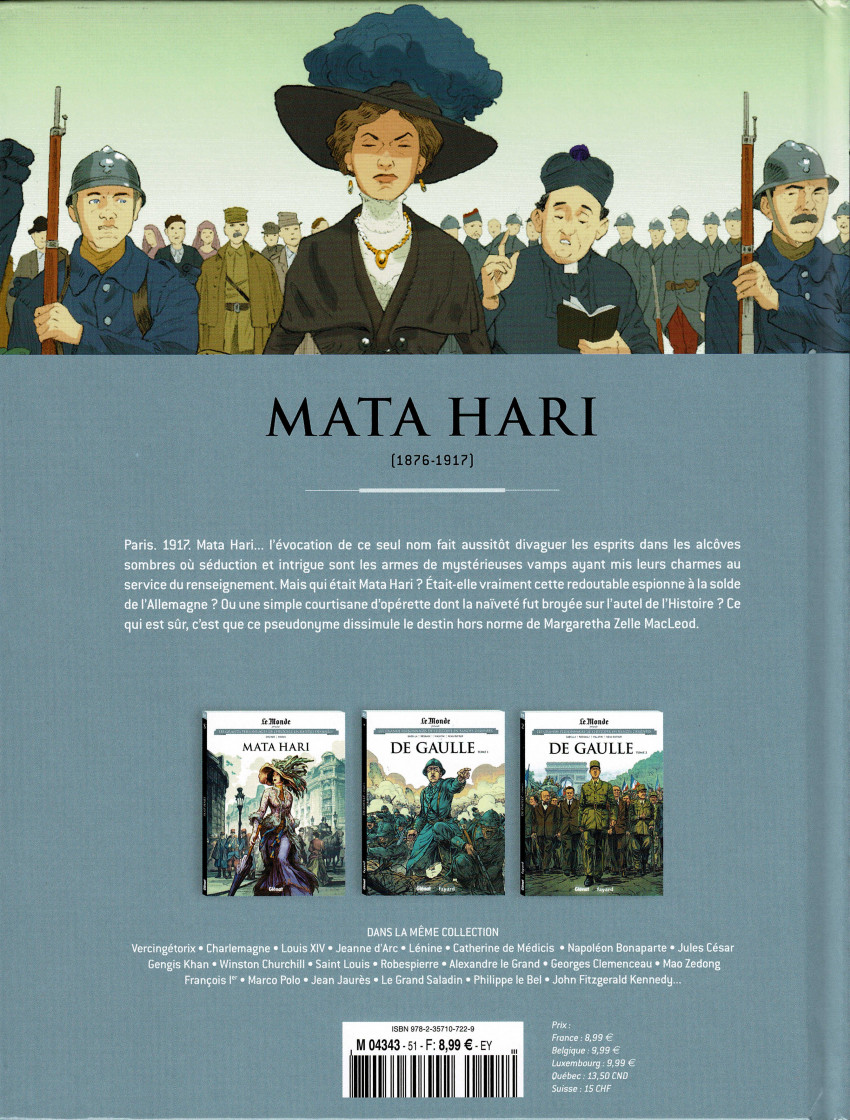 Verso de l'album Les grands personnages de l'Histoire en bandes dessinées Tome 51 Mata Hari