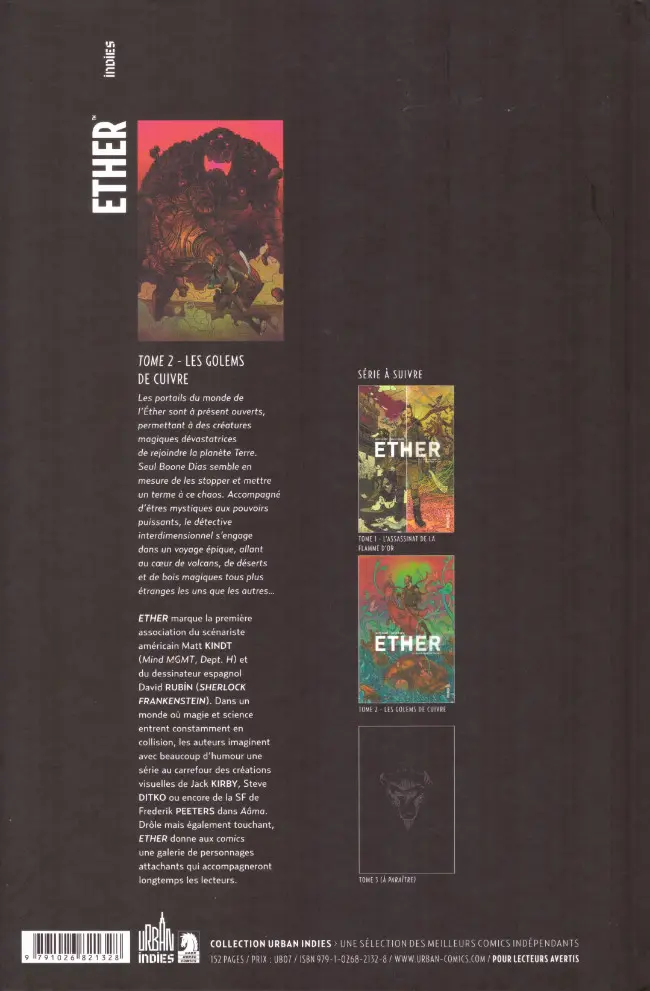 Verso de l'album Ether 2 Les Golems de cuivre