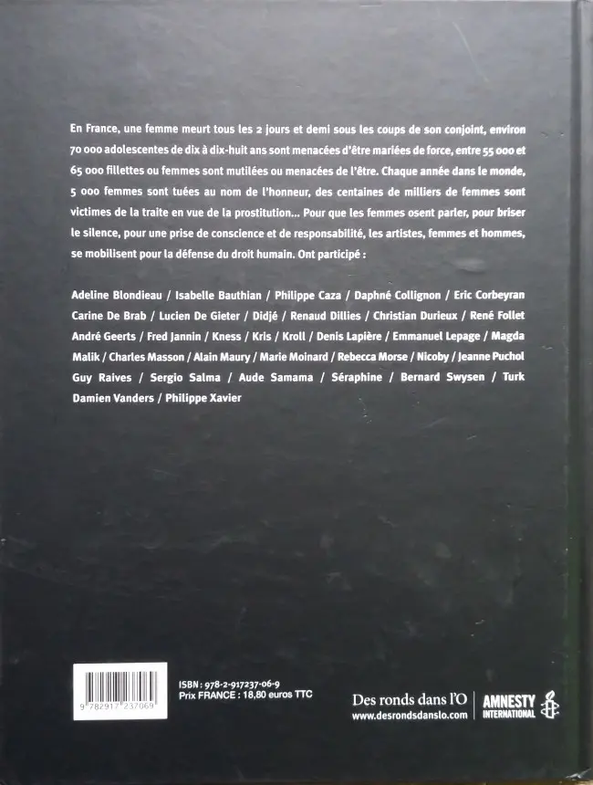 Verso de l'album En chemin elle rencontre... Tome 1 Les artistes se mobilisent contre la violence faite aux femmes