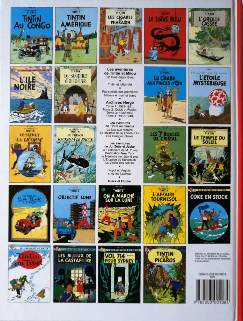 Verso de l'album Tintin Tome 9 Le crabe aux pinces d'or