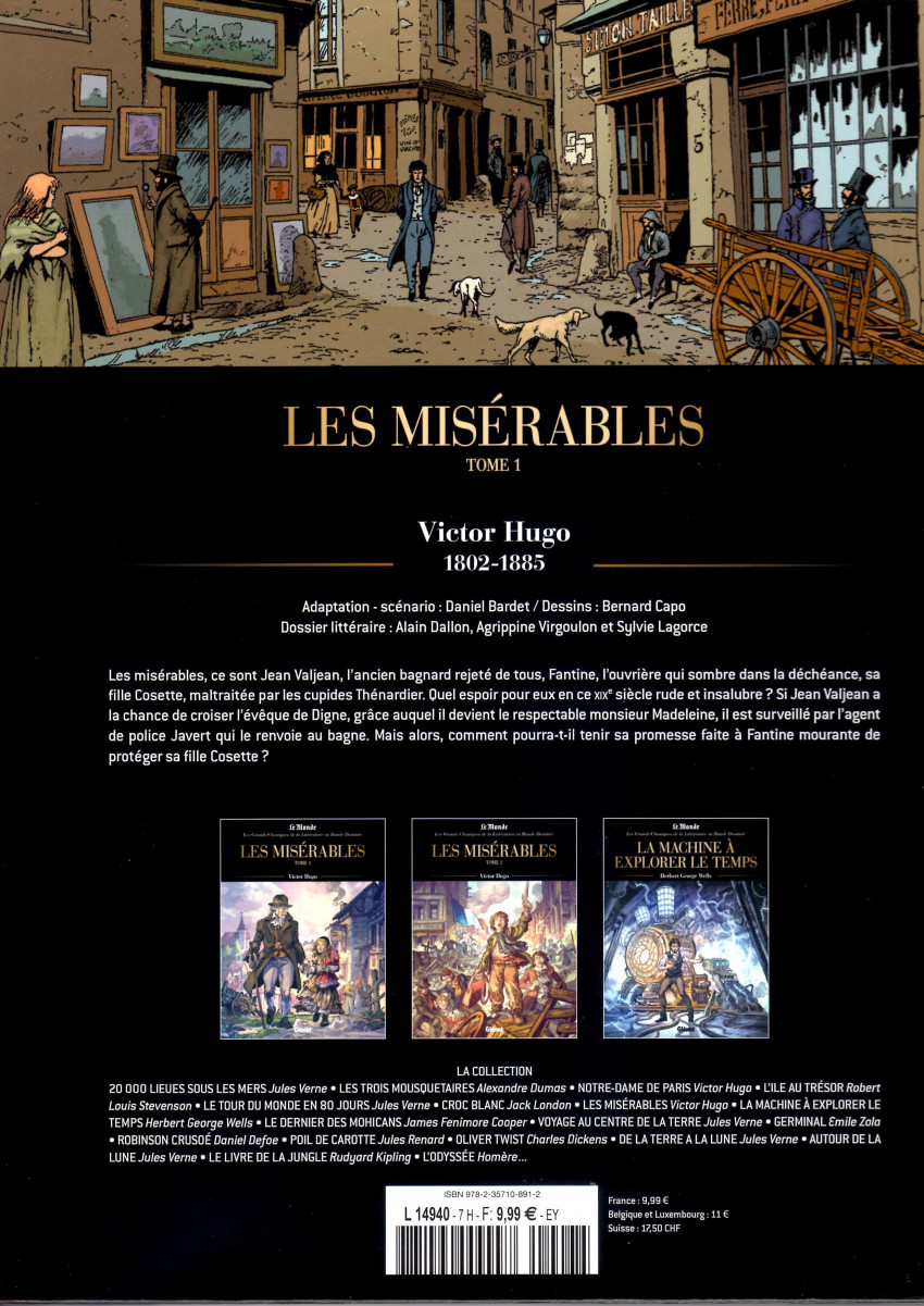 Verso de l'album Les Grands Classiques de la littérature en bande dessinée Tome 8 Les Misérables - 1
