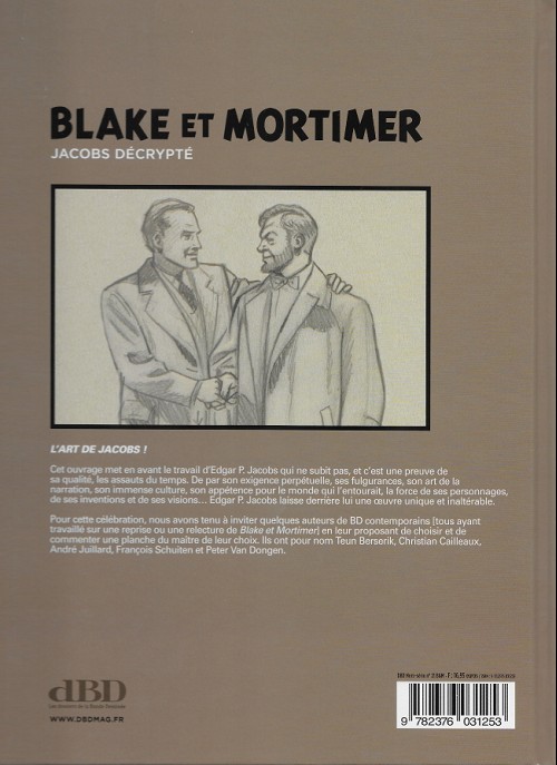 Verso de l'album Blake et Mortimer - Jacobs décrypté