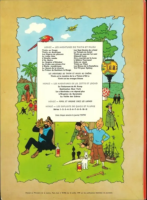 Verso de l'album Tintin Tome 20 Tintin au Tibet