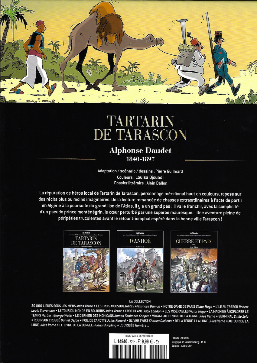 Verso de l'album Les Grands Classiques de la littérature en bande dessinée Tome 21 Tartarin de Tarascon
