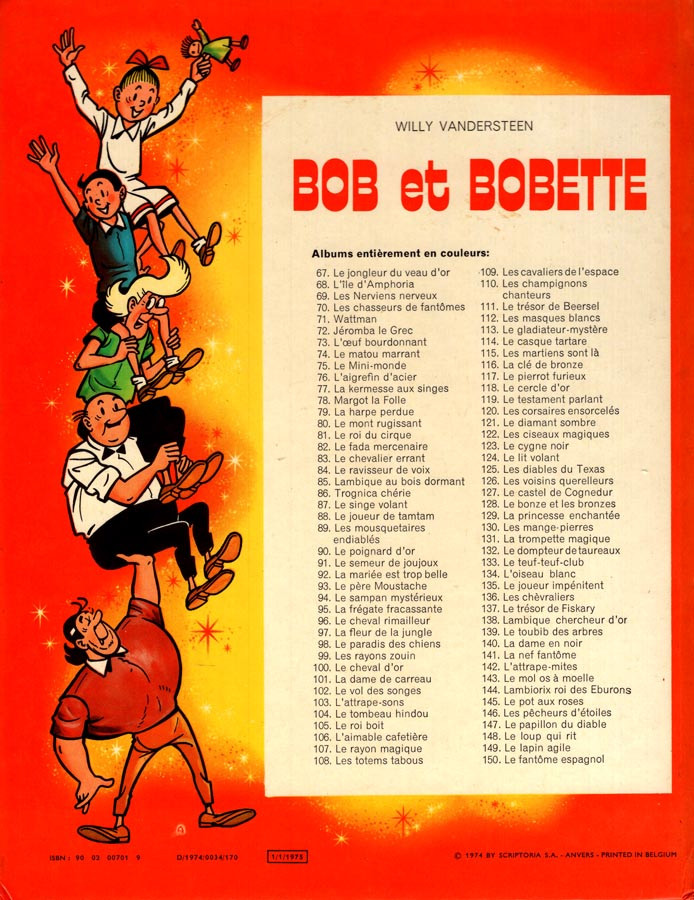 Verso de l'album Bob et Bobette Tome 150 le fantôme espagnol