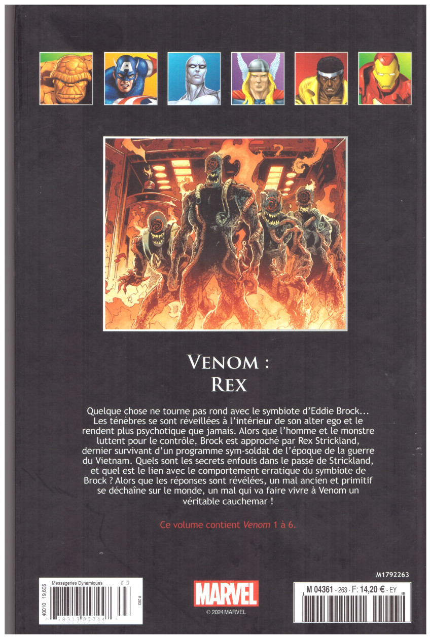 Verso de l'album Marvel Comics - La collection de référence Tome 263 Venom - Rex
