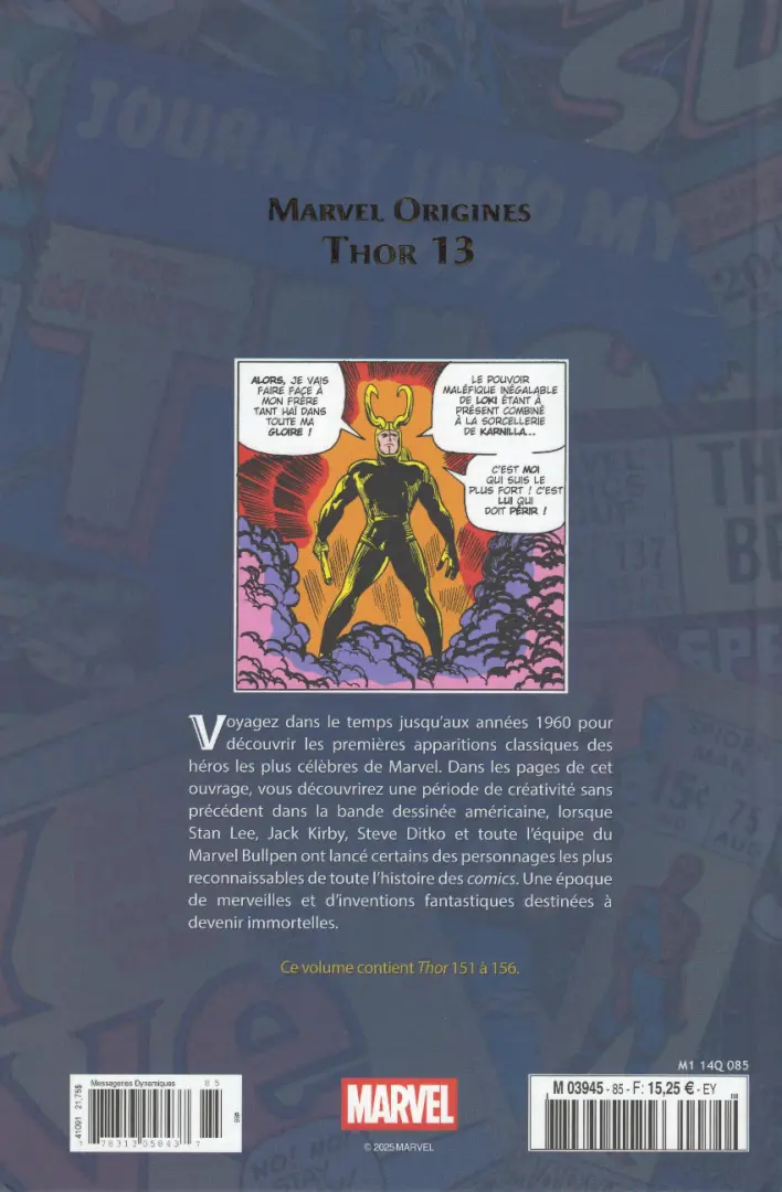Verso de l'album Marvel Origines N° 85 Thor 13 (1968)