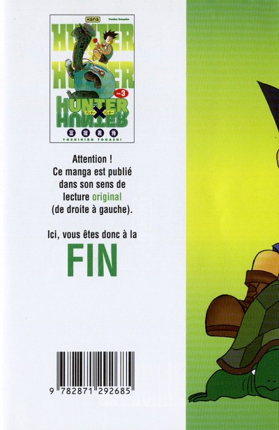 Verso de l'album Hunter X Hunter N° 3