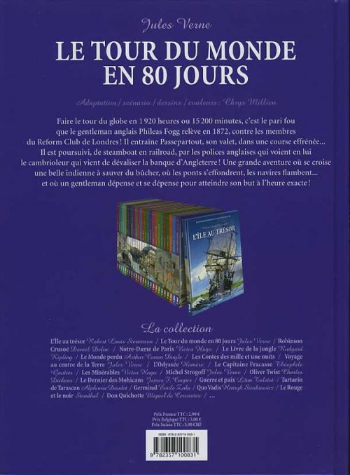 Verso de l'album Les Incontournables de la littérature en BD Tome 2 Le Tour du monde en 80 jours