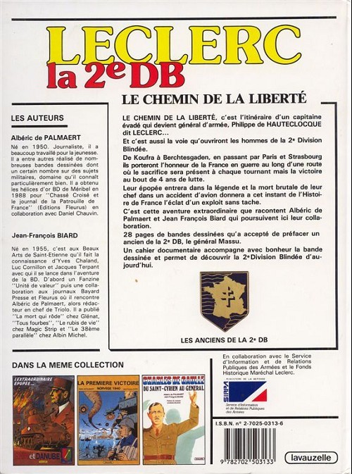 Verso de l'album Leclerc, la 2e DB Le chemin de la liberté