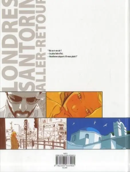 Verso de l'album Londres Santorin Aller-retour