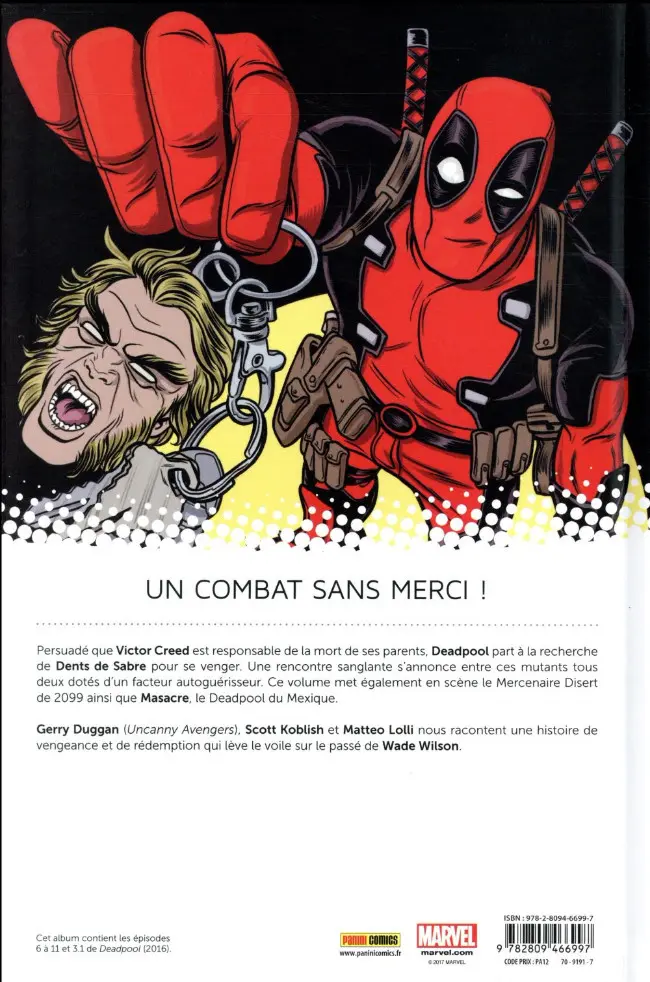 Verso de l'album All-New Deadpool Tome 2 Deadpool contre Dents de Sabre