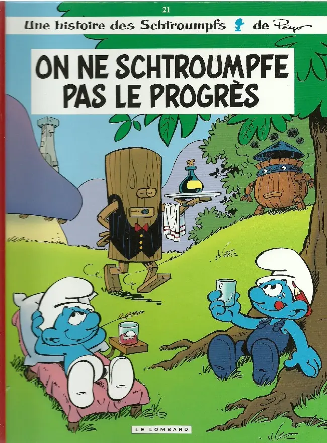Couverture de l'album Les Schtroumpfs Tome 21 On ne schtroumpfe pas le progrès