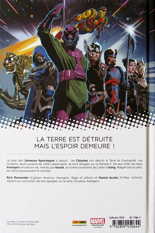 Verso de l'album Uncanny Avengers Tome 4 Pour Venger la Terre