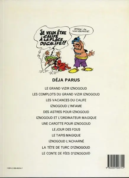 Verso de l'album Iznogoud Tome 4 Iznogoud l'infâme
