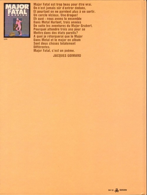 Verso de l'album Moebius œuvres complètes Tome 3 Major fatal