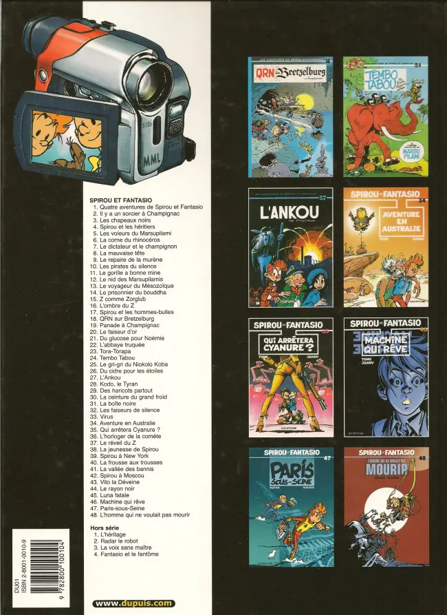 Verso de l'album Spirou et Fantasio Tome 8 La mauvaise tête