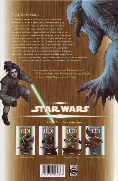 Verso de l'album Star Wars - Jedi Tome 3 Rite de Passage