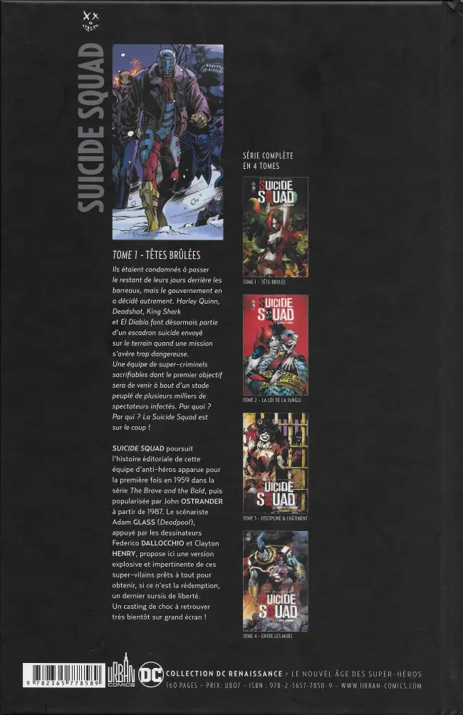 Verso de l'album Suicide Squad Tome 1 Têtes brûlées
