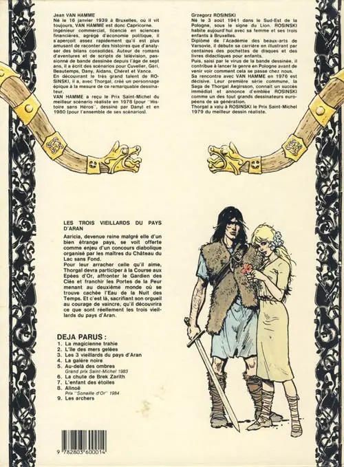 Verso de l'album Thorgal Tome 3 Les trois vieillards du pays d'Aran