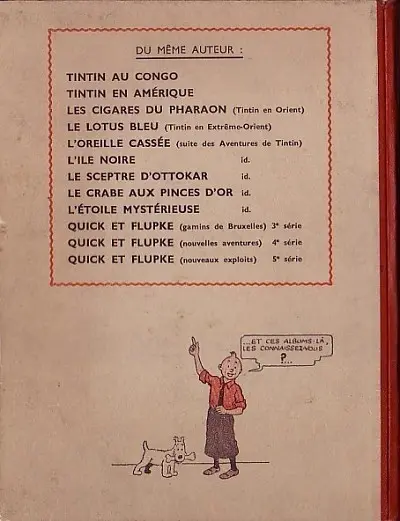 Verso de l'album Tintin Tome 9 Le crabe aux pinces d'or