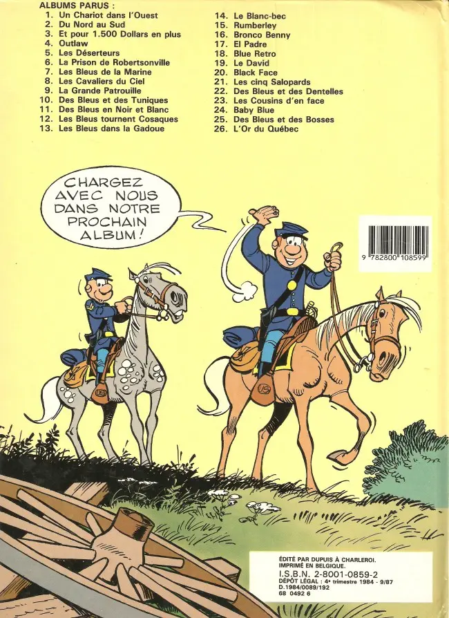 Verso de l'album Les Tuniques Bleues Tome 2 Du nord au sud