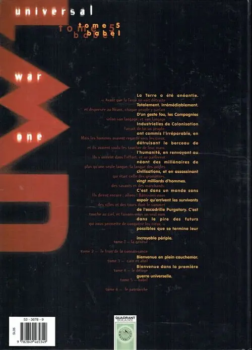 Verso de l'album Universal War One Tome 5 Babel