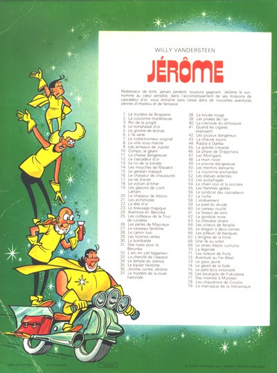 Verso de l'album Jérôme Tome 79 Le maniaque de la mécanique