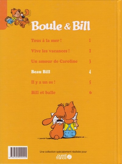 Verso de l'album Boule et Bill Ouest France Tome 4 Beau Bill