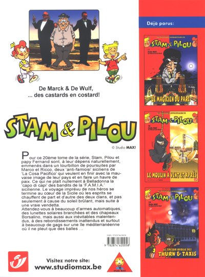 Verso de l'album Les aventures involontaires de Stam et Pilou Tome 20 Les parrains !